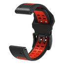For Garmin Fenix 7 22mm Dual Row Holes Two-color Silicone Watch Band(Black Red)