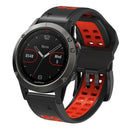 For Garmin Fenix 7 22mm Dual Row Holes Two-color Silicone Watch Band(Black Red)