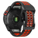 For Garmin Fenix 7 22mm Dual Row Holes Two-color Silicone Watch Band(Black Red)