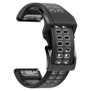 For Garmin Fenix 7 22mm Dual Row Holes Two-color Silicone Watch Band(Black Grey)