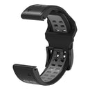 For Garmin Fenix 7 22mm Dual Row Holes Two-color Silicone Watch Band(Black Grey)