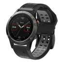 For Garmin Fenix 7 22mm Dual Row Holes Two-color Silicone Watch Band(Black Grey)
