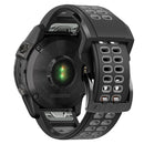 For Garmin Fenix 7 22mm Dual Row Holes Two-color Silicone Watch Band(Black Grey)