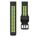 For Garmin Fenix 7 22mm Dual Row Holes Two-color Silicone Watch Band(Black Lime Green)