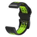 For Garmin Fenix 7 22mm Dual Row Holes Two-color Silicone Watch Band(Black Lime Green)