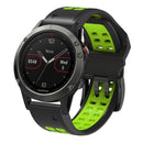 For Garmin Fenix 7 22mm Dual Row Holes Two-color Silicone Watch Band(Black Lime Green)