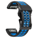 For Garmin Fenix 7 22mm Dual Row Holes Two-color Silicone Watch Band(Black Sky Blue)