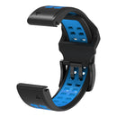 For Garmin Fenix 7 22mm Dual Row Holes Two-color Silicone Watch Band(Black Sky Blue)