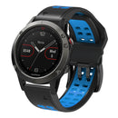 For Garmin Fenix 7 22mm Dual Row Holes Two-color Silicone Watch Band(Black Sky Blue)