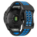 For Garmin Fenix 7 22mm Dual Row Holes Two-color Silicone Watch Band(Black Sky Blue)