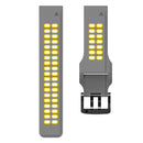 For Garmin Fenix 7 22mm Dual Row Holes Two-color Silicone Watch Band(Grey Yellow)