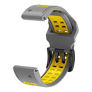 For Garmin Fenix 7 22mm Dual Row Holes Two-color Silicone Watch Band(Grey Yellow)