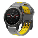 For Garmin Fenix 7 22mm Dual Row Holes Two-color Silicone Watch Band(Grey Yellow)