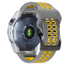 For Garmin Fenix 7 22mm Dual Row Holes Two-color Silicone Watch Band(Grey Yellow)