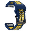 For Garmin Fenix 7 22mm Dual Row Holes Two-color Silicone Watch Band(Midnight Blue Yellow)