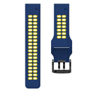 For Garmin Fenix 7 22mm Dual Row Holes Two-color Silicone Watch Band(Midnight Blue Yellow)