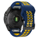 For Garmin Fenix 7 22mm Dual Row Holes Two-color Silicone Watch Band(Midnight Blue Yellow)