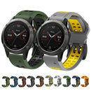 For Garmin Fenix 7 22mm Dual Row Holes Two-color Silicone Watch Band(Black Grey)