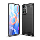 For Xiaomi Redmi Note 11 Overseas Version Brushed Texture Carbon Fiber TPU Phone Case(Black)