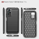 For Xiaomi Redmi Note 11 Overseas Version Brushed Texture Carbon Fiber TPU Phone Case(Navy Blue)