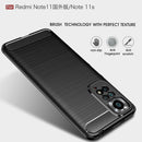 For Xiaomi Redmi Note 11 Overseas Version Brushed Texture Carbon Fiber TPU Phone Case(Navy Blue)