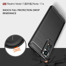For Xiaomi Redmi Note 11 Overseas Version Brushed Texture Carbon Fiber TPU Phone Case(Navy Blue)