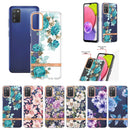 For Samsung Galaxy A03s Flowers and Plants Series IMD TPU Phone Case(Green Gardenia)