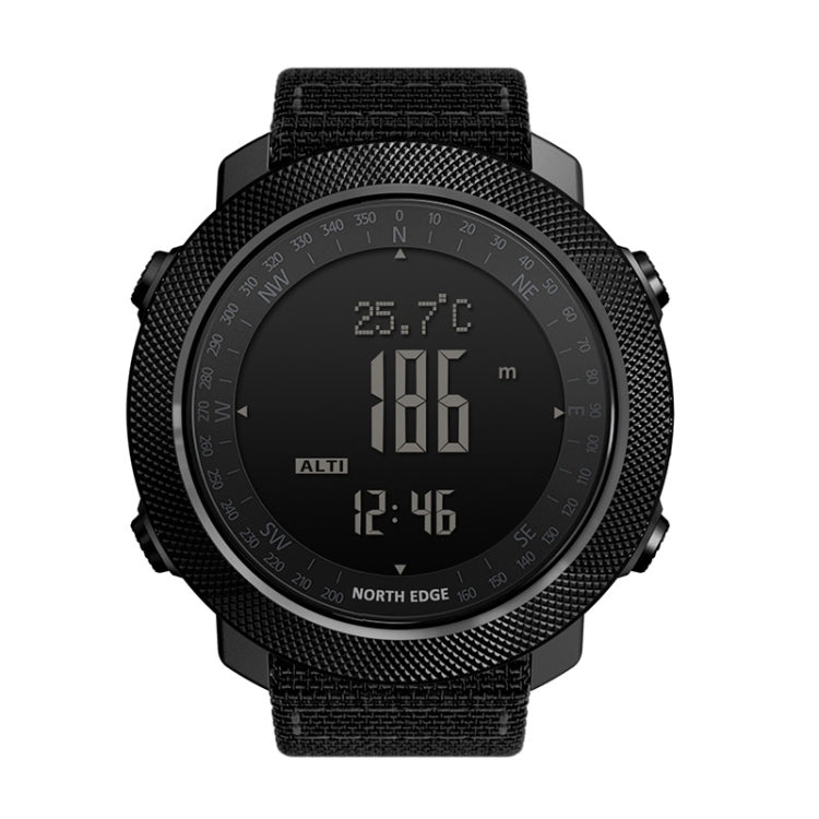 NORTH EDGE APACHE-46 Outdoor Waterproof Men Multifunction Digital Silicone Strap Smart Sports Watch(Black)