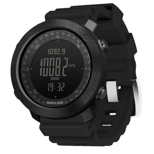 NORTH EDGE APACHE-46 Outdoor Waterproof Men Multifunction Digital Silicone Strap Smart Sports Watch(Black)