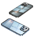 HD Transparent Glass Phone Case For iPhone 13 Pro Max(Yuanfeng Blue)