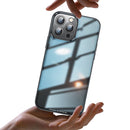 HD Transparent Glass Phone Case For iPhone 13 Pro Max(Yuanfeng Blue)