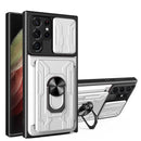 For Samsung Galaxy S22 Ultra 5G Sliding Camshield Card Phone Case(White)