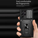 For Samsung Galaxy S22 Ultra 5G Sliding Camshield Card Phone Case(Blue)