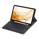 A870B Bluetooth Keyboard Leather Case with Holder & TPU Pen Slot For Samsung Galaxy Tab S8 11 inch SM-X700 / SM-X706(Black)