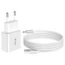 IVON AD-35 2 in 1 18W QC3.0 USB Port Travel Charger + 1m USB to Micro USB Data Cable Set, EU Plug(White)