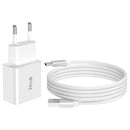 IVON AD-35 2 in 1 18W QC3.0 USB Port Travel Charger + 1m USB to USB-C / Type-C Data Cable Set, EU Plug(White)