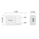 IVON AD-35 2 in 1 18W QC3.0 USB Port Travel Charger + 1m USB to USB-C / Type-C Data Cable Set, EU Plug(White)