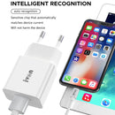IVON AD-35 2 in 1 18W QC3.0 USB Port Travel Charger + 1m USB to USB-C / Type-C Data Cable Set, US Plug(White)