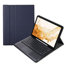 A800B-A Split Bluetooth Keyboard Leather Case with Holder & Pen Slot & Touchpad For Samsung Galaxy Tab S8+ X800(Blue)