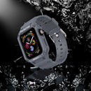 Three-proof Solid Color Integrated Watch Band For Apple Watch Series 8&7 45mm / SE 2&6&SE&5&4 44mm / 3&2&1 42mm(Blue Grey)
