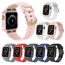 Three-proof Solid Color Integrated Watch Band For Apple Watch Series 8&7 45mm / SE 2&6&SE&5&4 44mm / 3&2&1 42mm(Blue)