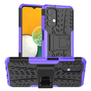 For Samsung Galaxy A13 4G Tire Texture Shockproof TPU+PC Phone Case with Holder(Purple)