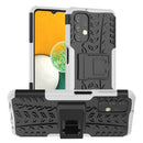 For Samsung Galaxy A13 4G Tire Texture Shockproof TPU+PC Phone Case with Holder(White)