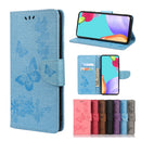 For Samsung Galaxy A23 5G Butterfly Embossed Horizontal Flip Leather Phone Case with Card Slot & Holder(Blue)