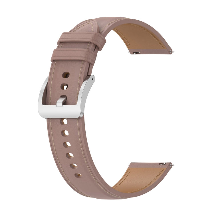 20mm Genuine Leather Watch Band for Samsung Galaxy Watch4/Watch3 41mm/Active2/Huawei/Garmin Watch etc.(Dark Pink)