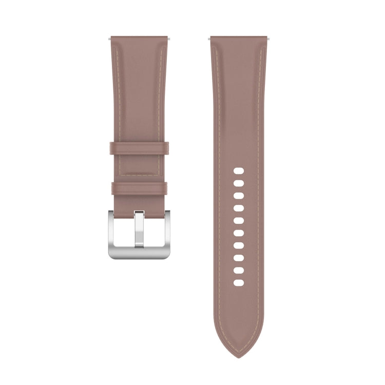 20mm Genuine Leather Watch Band for Samsung Galaxy Watch4/Watch3 41mm/Active2/Huawei/Garmin Watch etc.(Dark Pink)