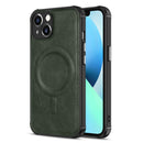 Crazy Horse Cowhide Leather Magnetic Phone Case For iPhone 13 mini(Dark Green)
