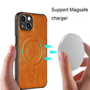 Crazy Horse Cowhide Leather Magnetic Phone Case For iPhone 13(Dark Green)