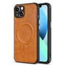 Crazy Horse Cowhide Leather Magnetic Phone Case For iPhone 13(Brown)