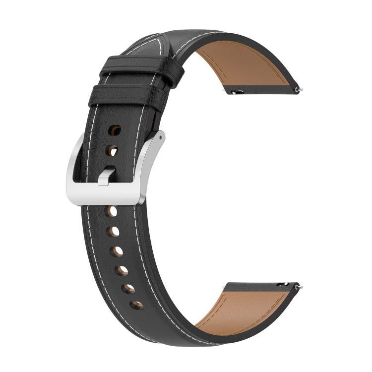 22mm Genuine Leather Watch Band for Huawei Watch GT3 46mm/GT2 46mm/Samsung Galaxy Watch3 45mm(Black)